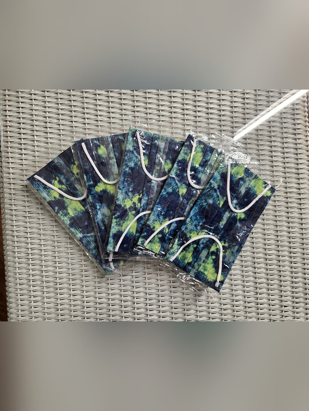 Reusable Tie-Dye Bule and Green Print Face Mask